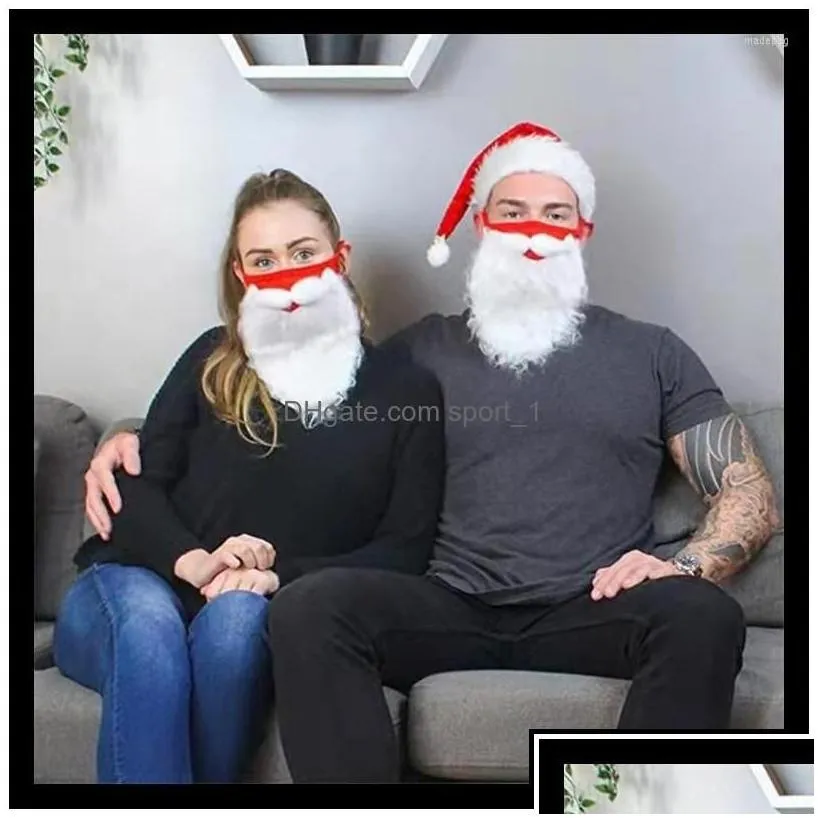 Christmas Decorations Decoration Creative Santa Claus Beard Masks Adt Unisex Reusable Face Ers For Xmas Cosplay Party Drop Delivery