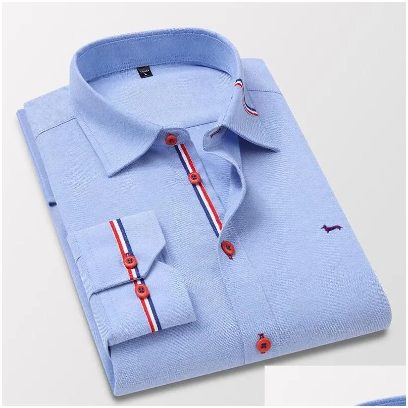 Men`s Casual Shirts Autumn Men Jeans 100%Cotton Embroidery Long Sleeve Harmont Shirt Fashion Slim Fit Blaine ShirtsMen`s