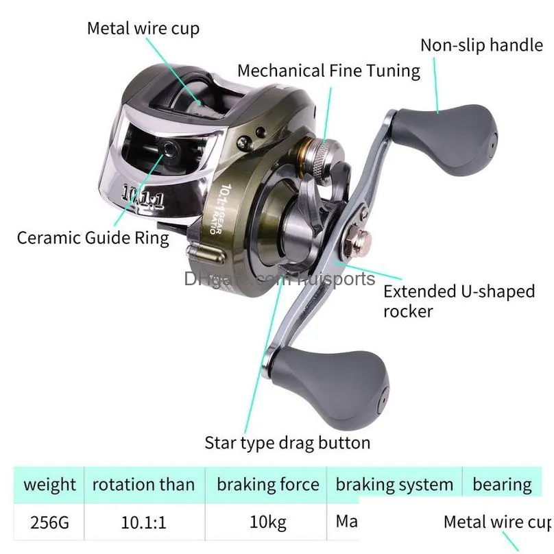 191bb 1011 10kg max darg baitcasting fishing reel slow profile reel bait casting fishing reel carretilha de pesca 2202156970487