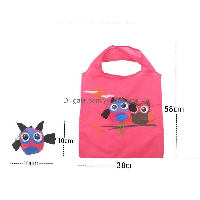 owl reusable grocery bags foldable shopping bags large capacity tote travel recycle storage organization handle bag eco-friendly