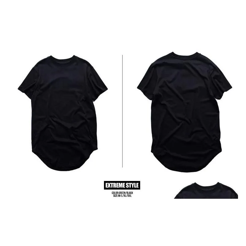 Mens Summer Tshirts Extended T shirt Longline Hip Hop Tee Shirts Swag Clothes Harajuku Rock Tops Homme Short Sleeved