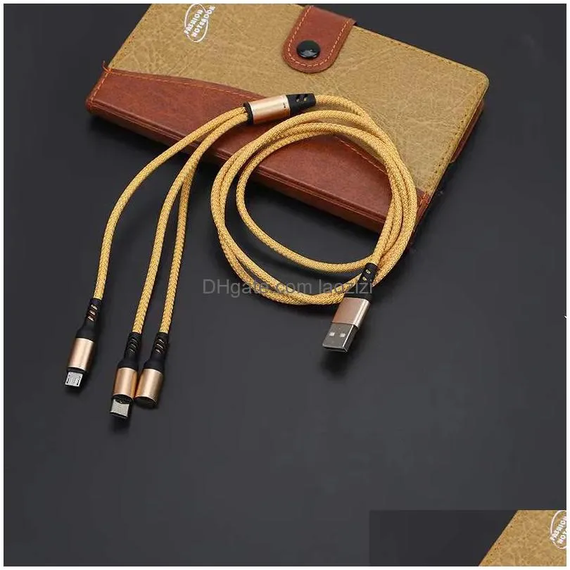 cell phone cables 3 in 1 micro usb type c fast charging cable for smart phones y10113