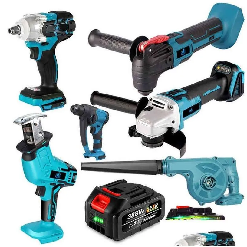 Power Tool Sets Brushless Electric Impact Wrench /Angle Grinder/ Hammer/Electric Blower/Reciprocating Chain Saw Series Bare Tools Dr