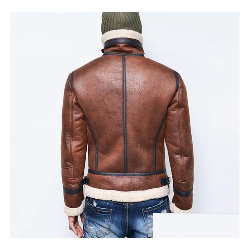 Mens Designer Biker Jacket Winter Warm Short Length Coats Black Brown Zipper Jacket men leisure coats Free Shipping