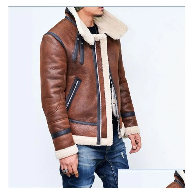 Mens Designer Biker Jacket Winter Warm Short Length Coats Black Brown Zipper Jacket men leisure coats Free Shipping