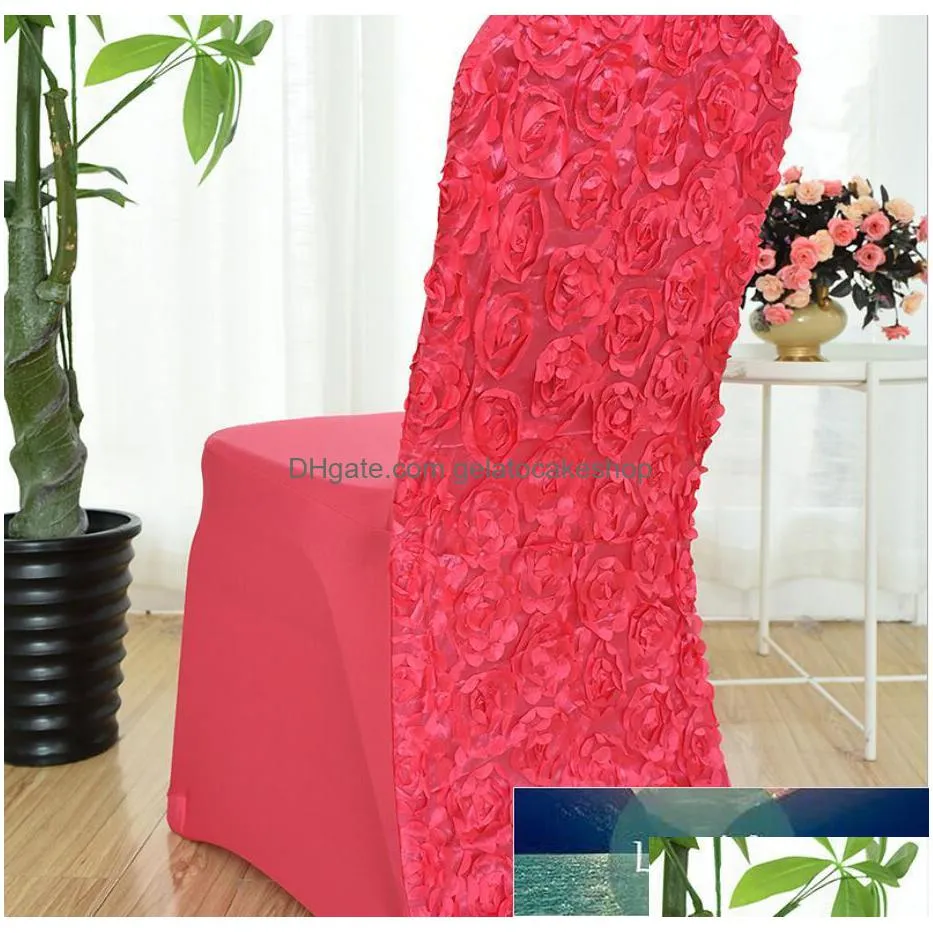 13 colours wedding chair cover spandex rose embroider chair cover universal el banquet party decoration