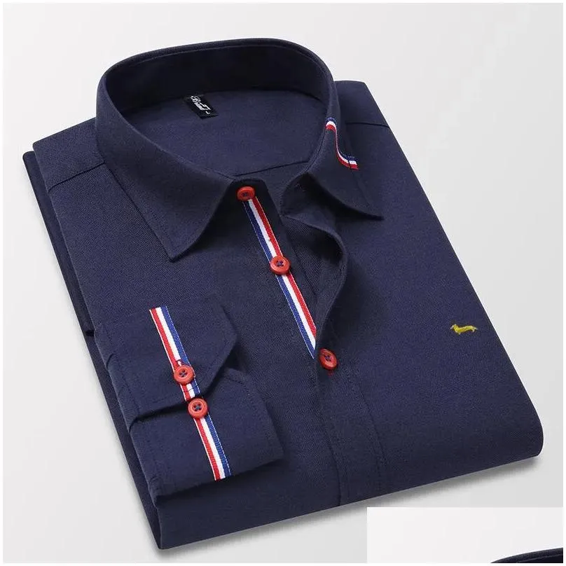 Men`s Casual Shirts Autumn Men Jeans 100%Cotton Embroidery Long Sleeve Harmont Shirt Fashion Slim Fit Blaine ShirtsMen`s