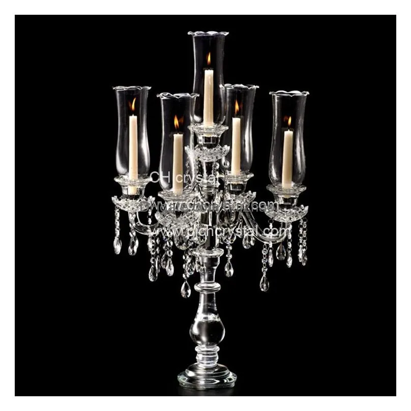 wholesale tall k9 5arms crystal glass candelabra decorative tall wedding candelabra crystal wedding decoration centerpieces for home