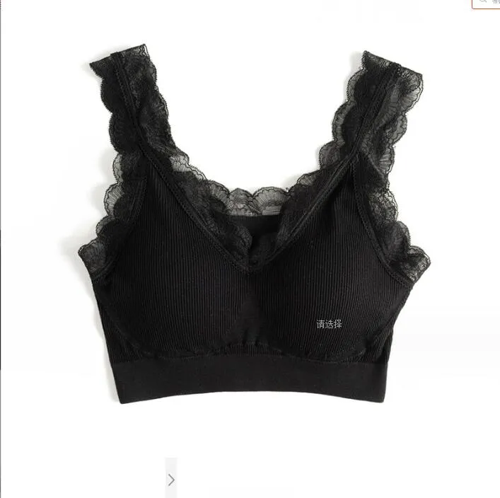 ultra-thin non-marking non-underwired bandeau bra gather-up vest-style v-neck underwear sweet lace suspenders