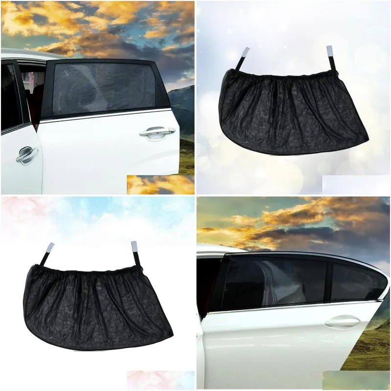 Car Sunshade 1 Pairs 90x40cm Window Shade UV Protection Screen Mesh Ventilating Curtain Rear Side