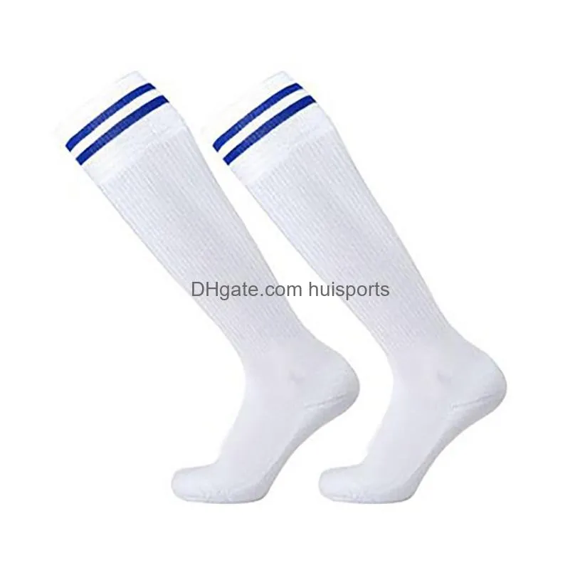 children football socks with striped pattern knee high soccer socks anti slip long stocking trusox outdoor kids sports long towel