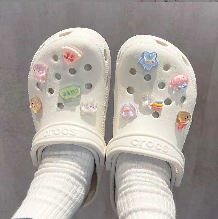 rainbow bear diy hole shoes accessories shoe flower cross decoration buckle accessories shoe buckle resin