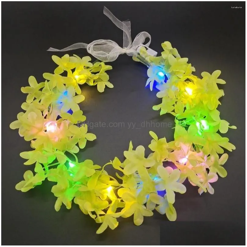 party decoration led light up flower wreath glow garland hairband hawaiian lei headband crown birthday wedding supplies