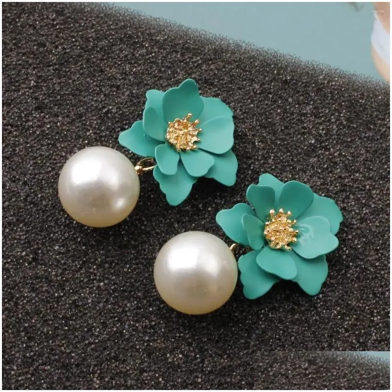 Dangle Earrings Temperament Short For Women Imitation Pearl Jewelry Sweet Flower Fashion Personalized Versatile