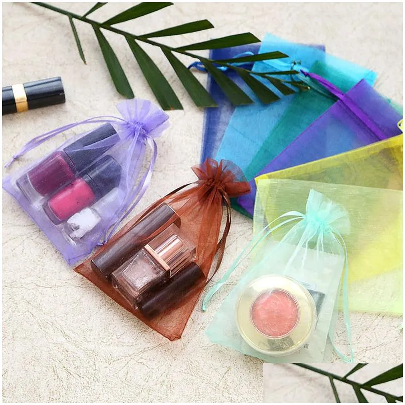 sheer organza drawstring gift bags jewelry party wedding baby shower favor mesh bags small pouch gift bags gift wrap w0098