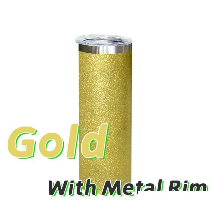 20oz Sublimation Glitter Tumblers Powder Straight Tumbler