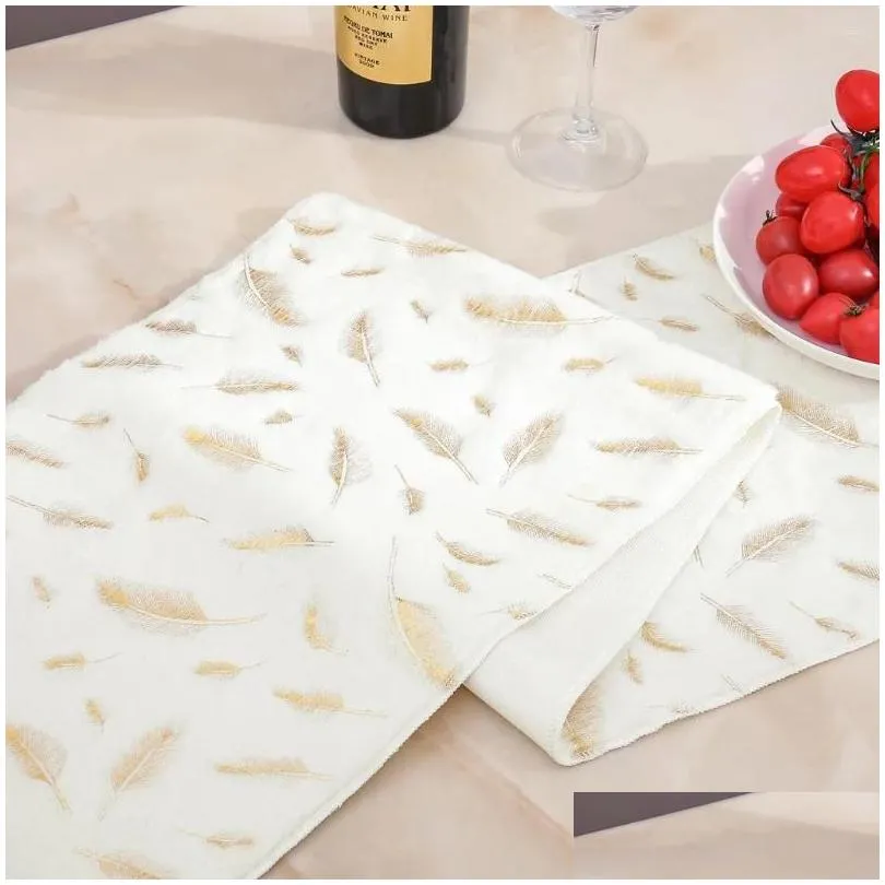 Table Skirt Christmas Decorative Flag Stamping Feather Decoration Cloth Dressing Supplies