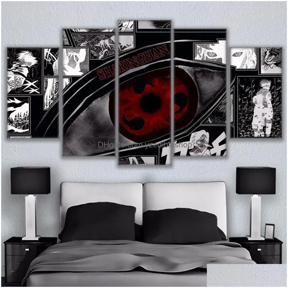 modular wall art pictures canvas hd printed anime painting unframed 5 pieces sharingan poster modern home decor room5898894