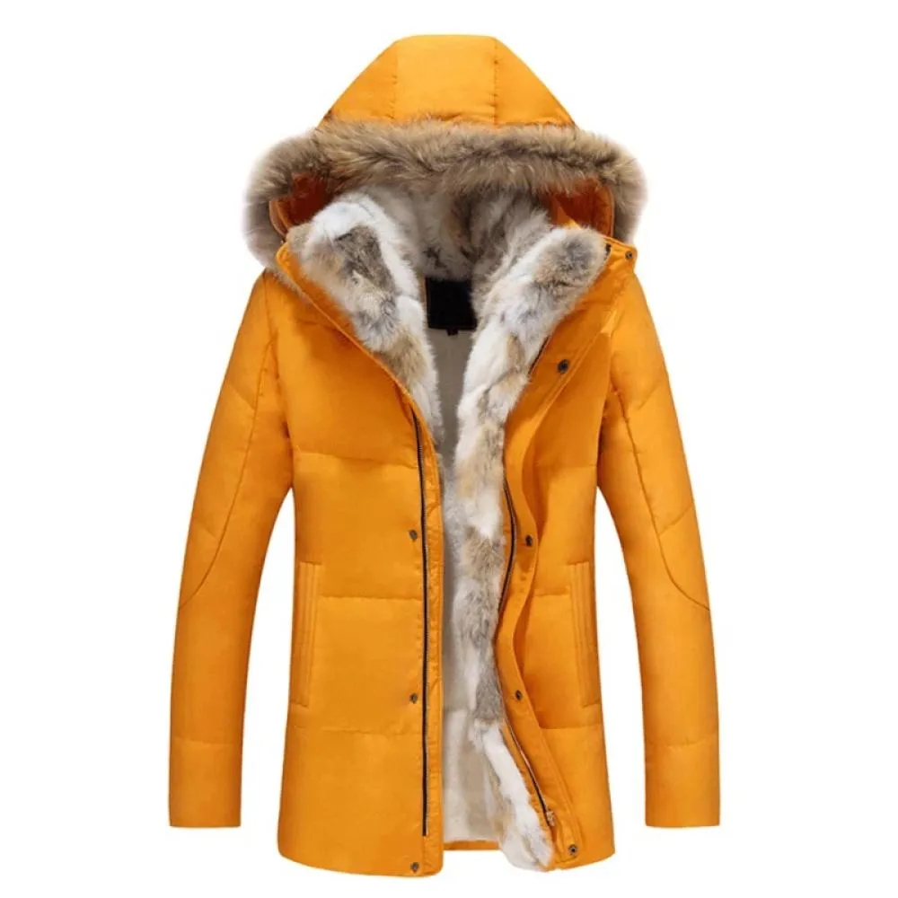 2019 Down Men Winter Jackets Mens Duck Down Coat Cashmere Wool Fleece Parka Man Jacket Coats Rabbit Fur Collar Parkas Overcoat