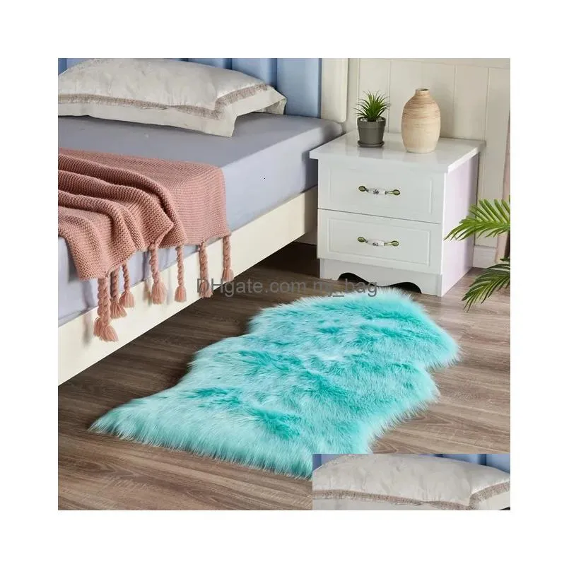 Carpet Soft Faux Fur Sheepskin Rug Fluffy Chair Er Long Hair Childrens Bedroom Mat Plush Wool Hairy Pad Seat Area Furry Rugs Drop Del Dhqwn