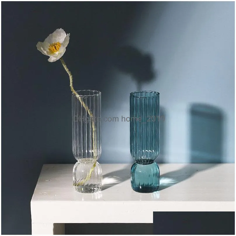 cutelife nordic transparent small glass vase design terrarium hydroponic flower vases plant wazony vase wedding decoration home 210409