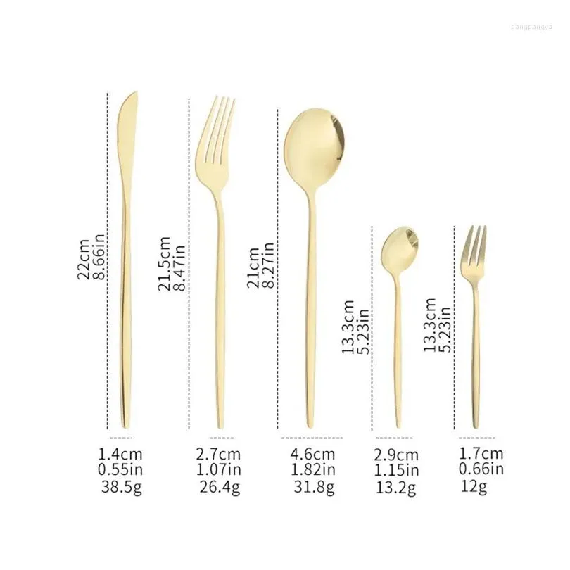 Dinnerware Sets 30PCS Champagne Cutlery Set Stainless Steel Flatware Knife Cake Fork Coffee Spoon