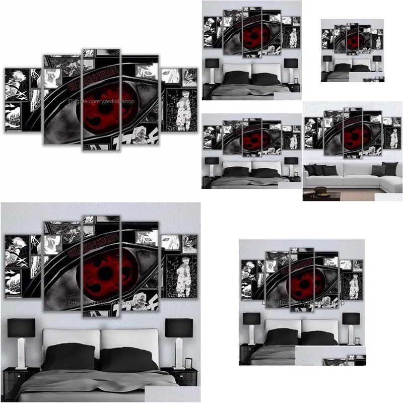 modular wall art pictures canvas hd printed anime painting unframed 5 pieces sharingan poster modern home decor room5898894
