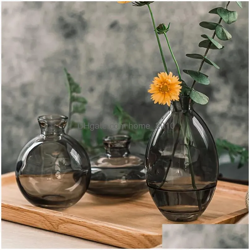 3pcs classic creative mini vase top quality glass transparent home deco living room reagent bottles flower vase wholesale 210409