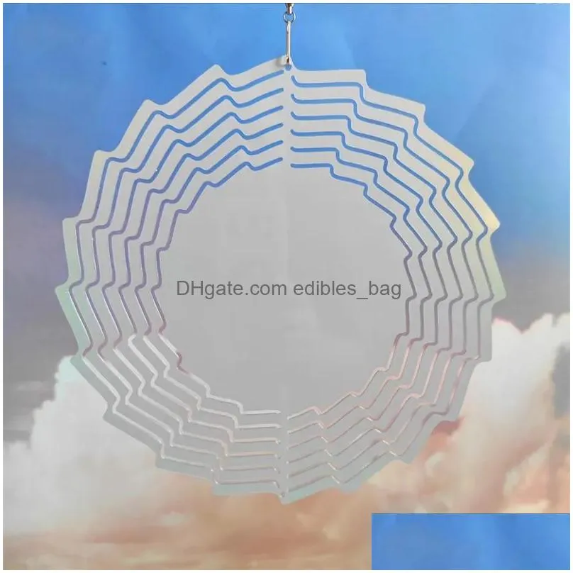 10 inches aluminum sublimation wind spinner home christmas decors double sided heat press circle garden wind chimes fy5352
