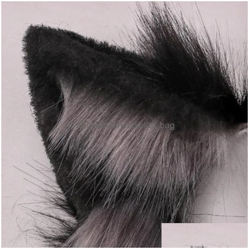 other event party supplies lovely faux fur wolf cat ears headband realistic furry animal hair hoop lolita anime masquerade