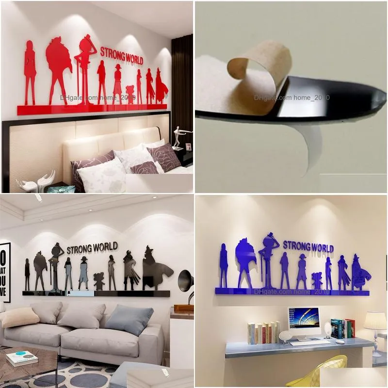 wall stickers cartoon creative 3d waterproof bedroom living room background mirror acrylic kids sticker 221008