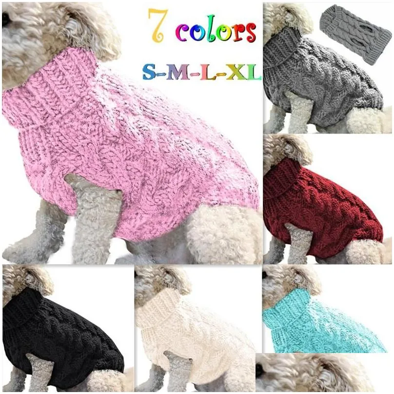 Dog Apparel Dropship Sweaters Winter Knitted Jumper Knitwear Pet Clothes Puppy Cat High Collar Sweater Coats For Petsdog Drop Deliver Dhhte