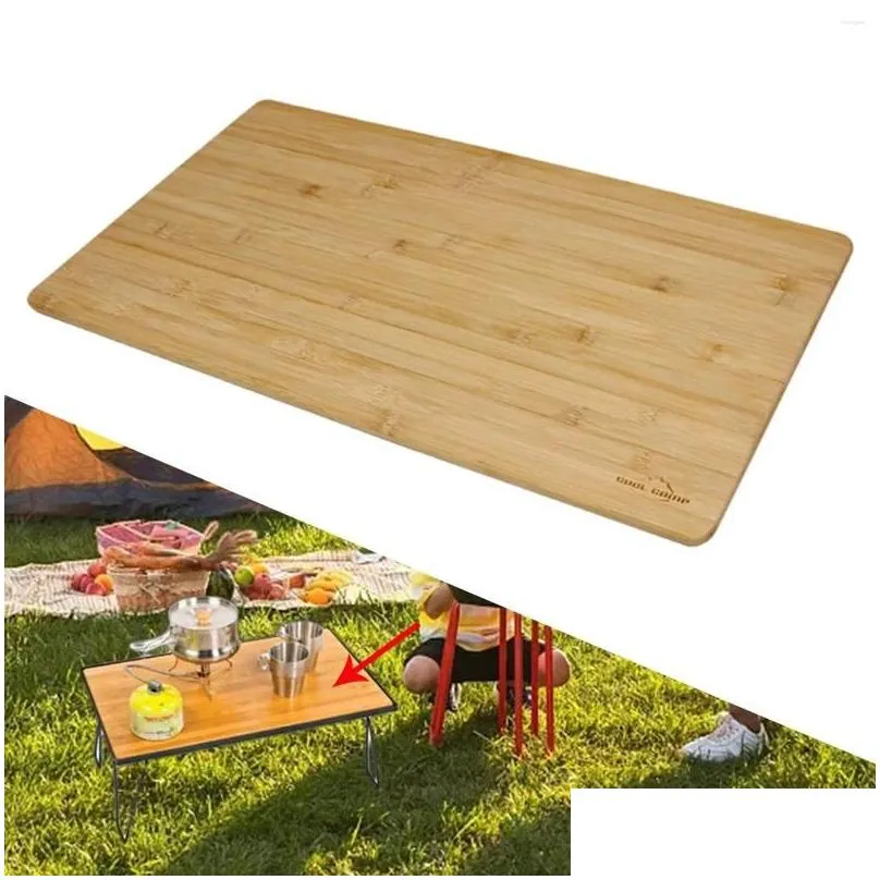 Camp Furniture Portable Foldable Table Bamboo Wood Board Camping Barbecue For Backyard Picnic