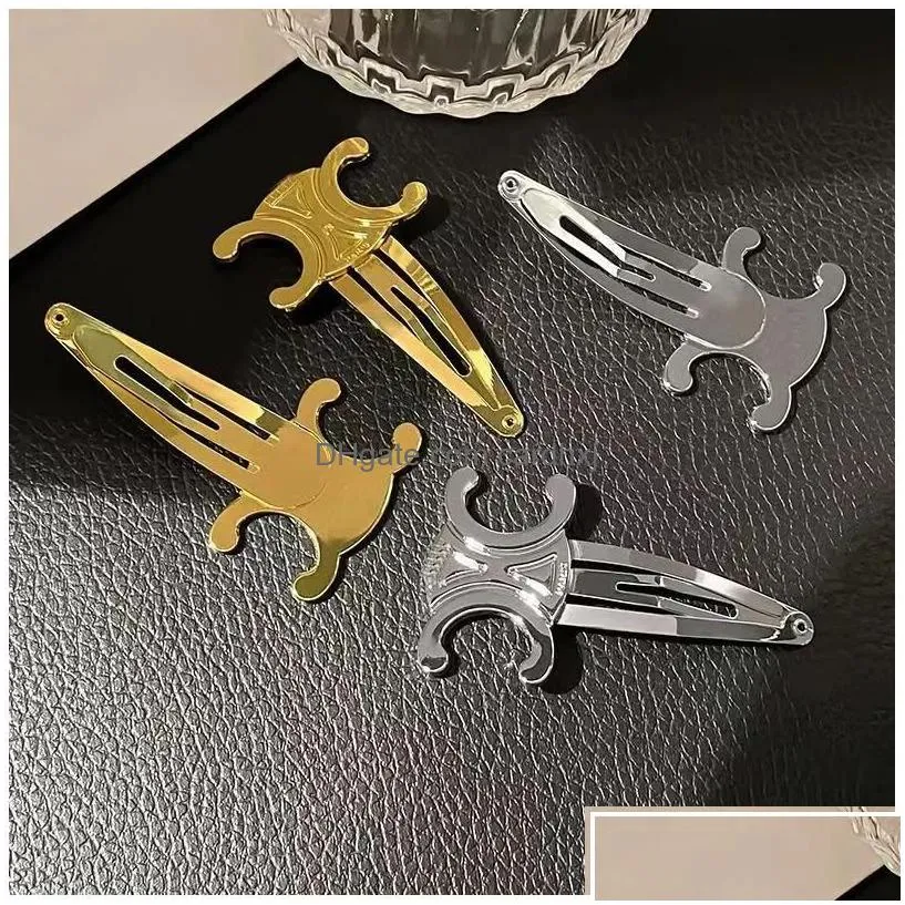 Hair Clips & Barrettes Hair Clips Barrettes 2023 New Fashion 18K Gold Designer Classic Girls Jewelry Accessories Drop Delivery Jewelr Dhd2G