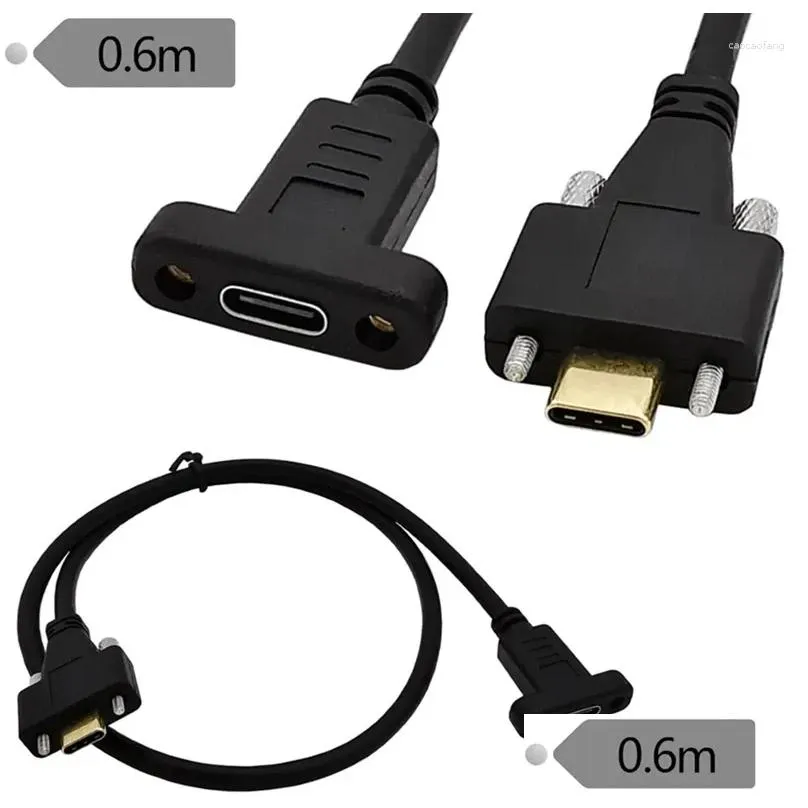 Computer Cables 90 Degree USB 3.1 Cable Type C Male To Female Extension With Panel Mount Screw USB-C Extending Wire