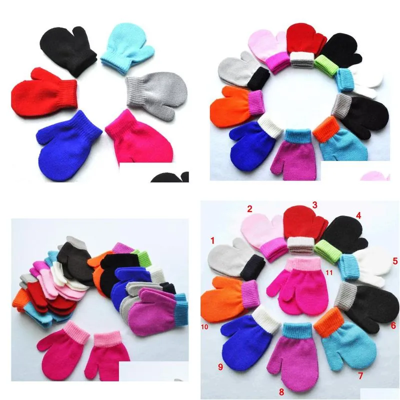 Children`S Mittens 2021 1-4 Year Garten Kids Warm Finger Gloves In Winter Infant Anti-Chaos Grabbing Acrylic Knitting Cute Drop Delive Dhrdk