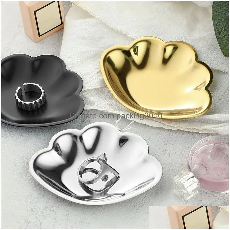 Dishes & Plates Stainless Steel Shell Jewelry Plate Ring Holder Dish Trinket Food Tray Key Organizer Thanksgiving Christmas Birthday G Dhbq8