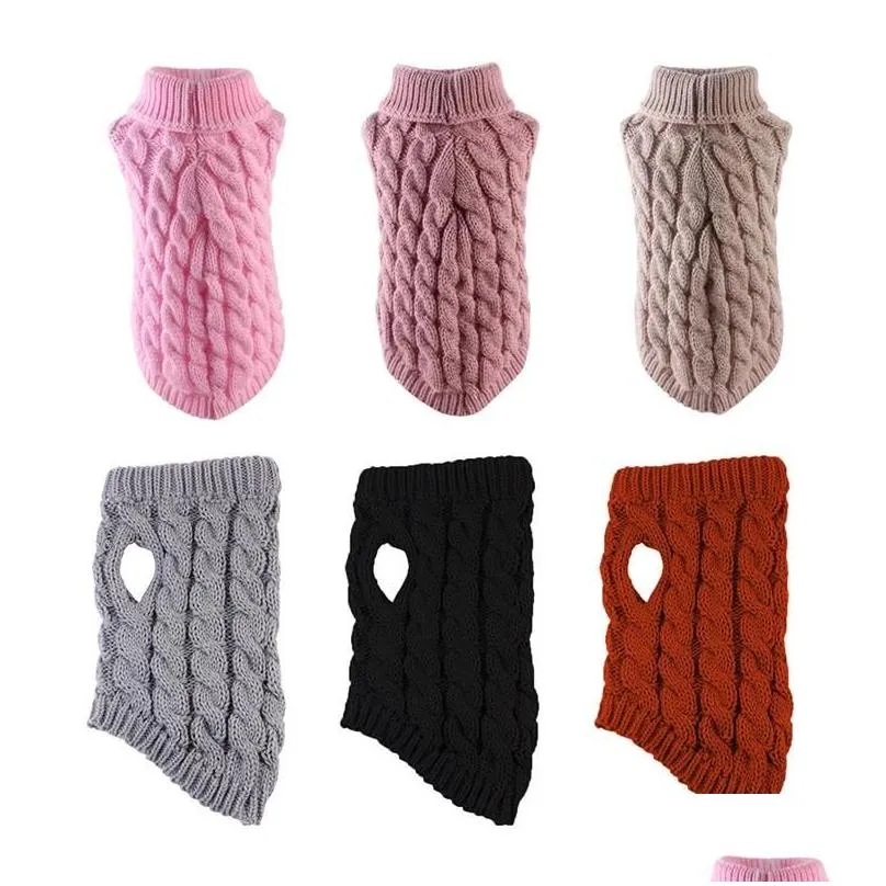 Dog Apparel Dropship Sweaters Winter Knitted Jumper Knitwear Pet Clothes Puppy Cat High Collar Sweater Coats For Petsdog Drop Deliver Dhhte