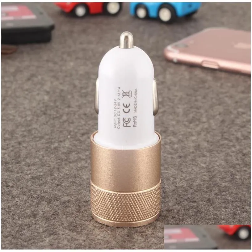 Aluminum Alloy 2 USB Ports Universal Intelligent Charging Strong Compatible DC1224V 21A Dual USB Car  for All Mobile