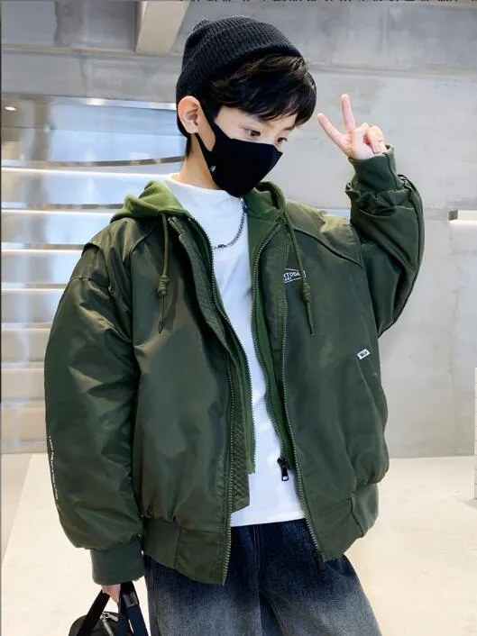 korean version of childrens clothing childrens cotton jacket boys winter clothing explosive street cool middle-aged and young childrens heavy industry cotton jacket thickened cotton jacket