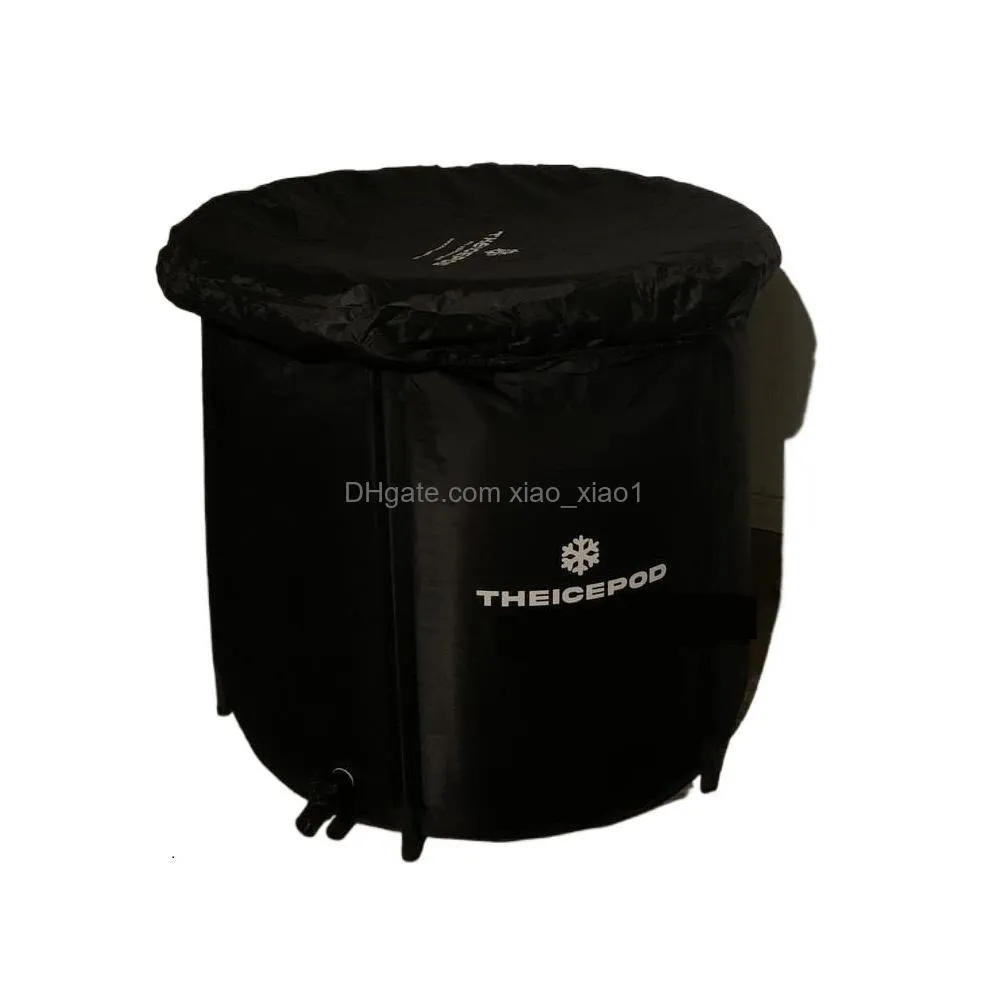 black poles ice bath nylon fabric thick pvc high quality material made ice pod insulated bath bucket