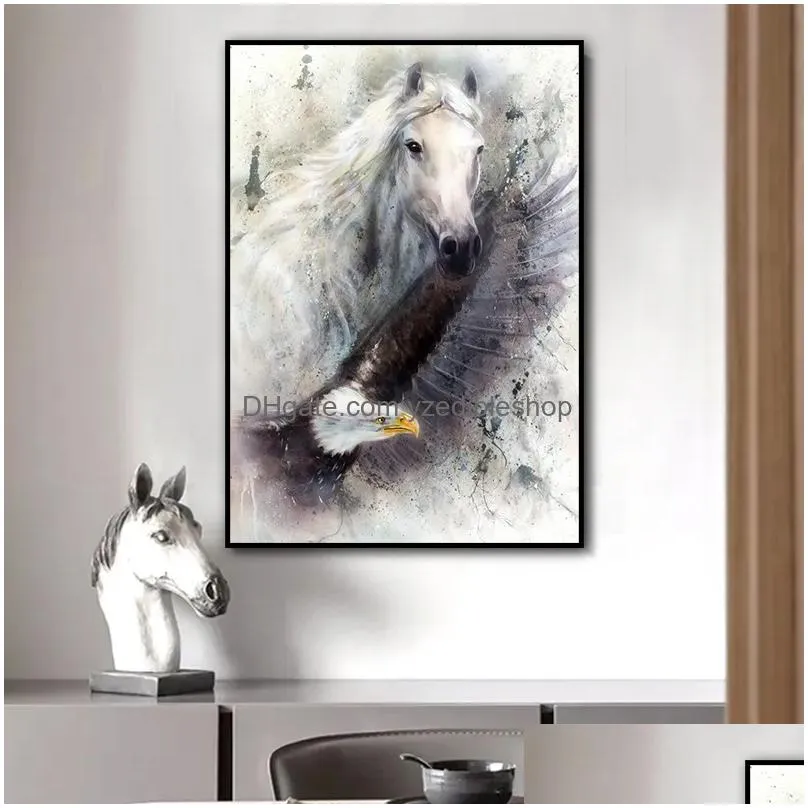 horse  animal canvas painting black and white art wall art pictures for living room bedroom modern home decoration