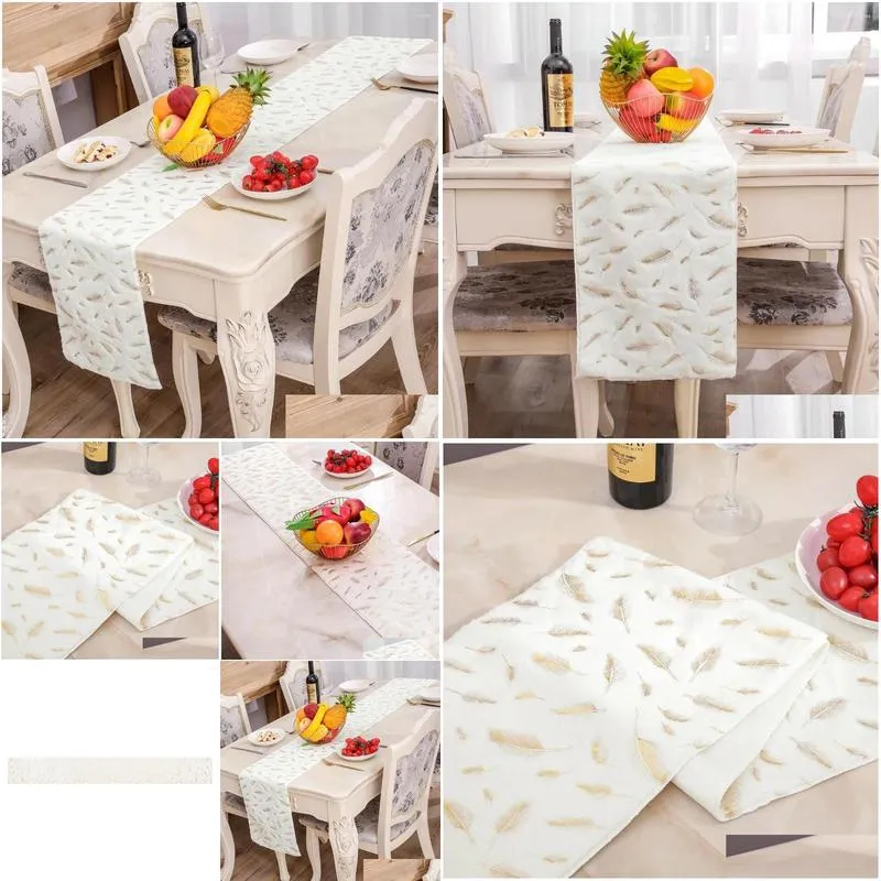 Table Skirt Christmas Decorative Flag Stamping Feather Decoration Cloth Dressing Supplies