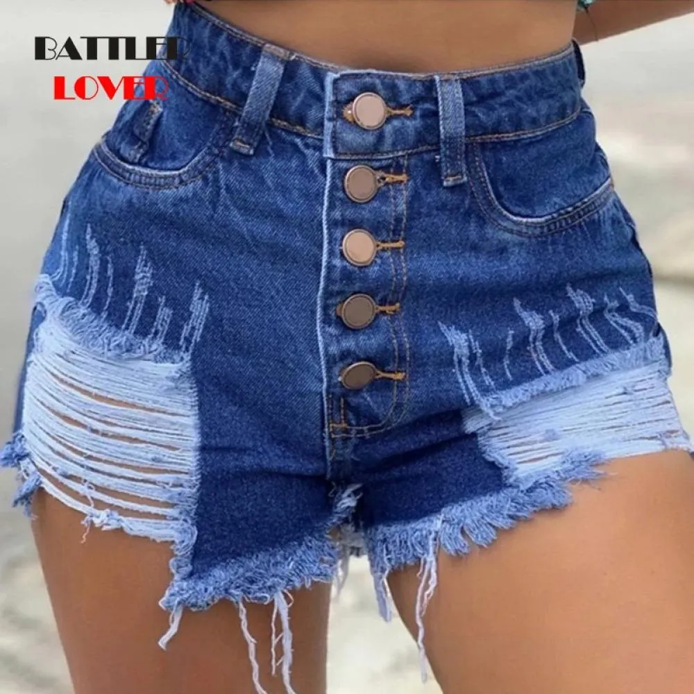 Female Fashion Casual Summer Cool Women Denim Shorts High Waist Fur-lined Leg-openings Plus Size Sexy Short Jeans