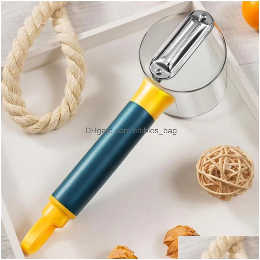 epacket fruit vegetable tools peeler with handle roll skin tube storage box  carrot cucumber stainless steel multifunction2217832