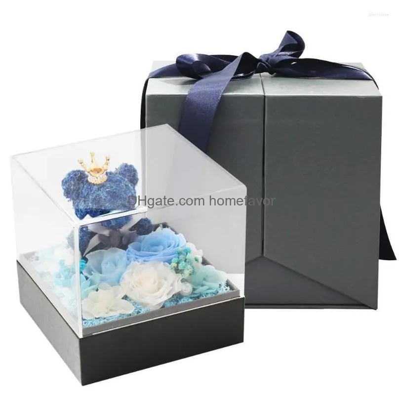 decorative flowers 16pcs preserved flower eternal rose in box wedding christmas birthday valentines day anniversary forever love gift