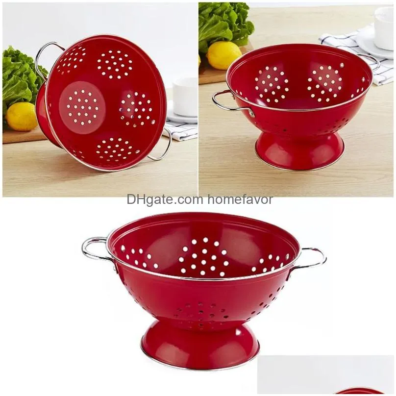 plates stainless steel tray black storage wash basket fruit plate hollow decoration ornaments round portable drain dish