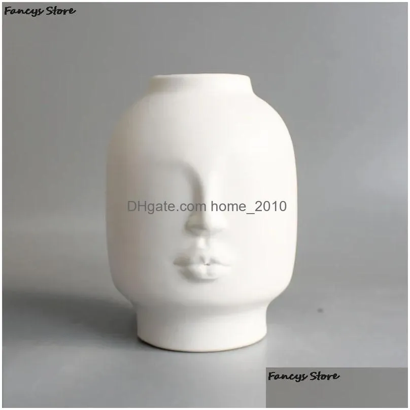 nordic ins style creative personality face vase modern minimalist lips ceramic floral home bar bookstore decoration ornaments 210409