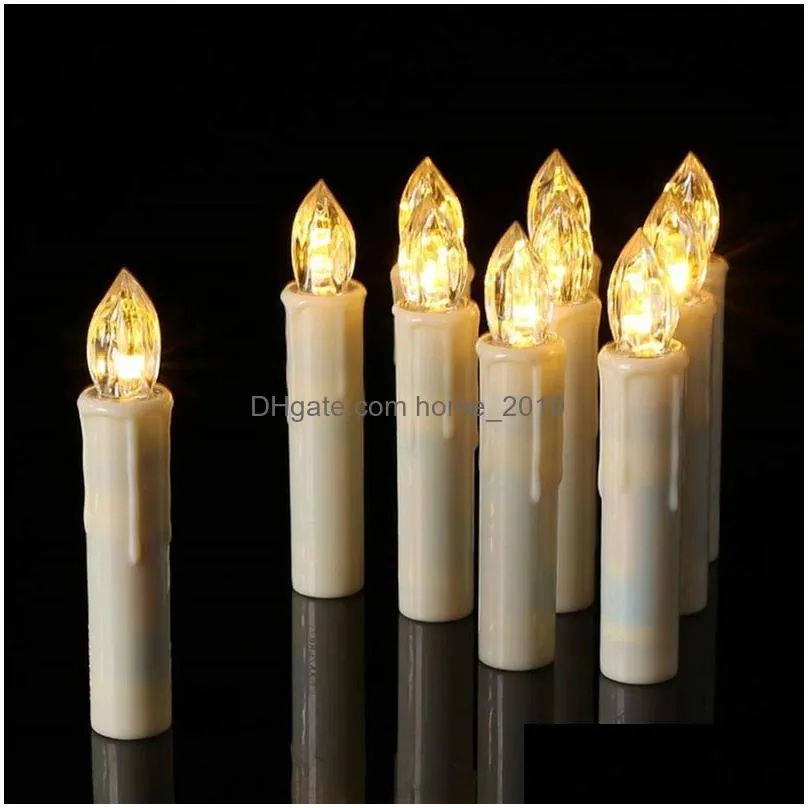 led christmas tree candle plastic flameless flicker timer remote control battery operated fake candles for year home decor 220510
