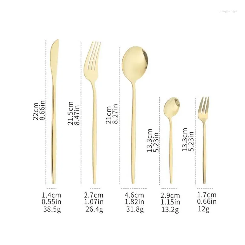 Dinnerware Sets 30PCS Champagne Cutlery Set Stainless Steel Flatware Knife Cake Fork Coffee Spoon